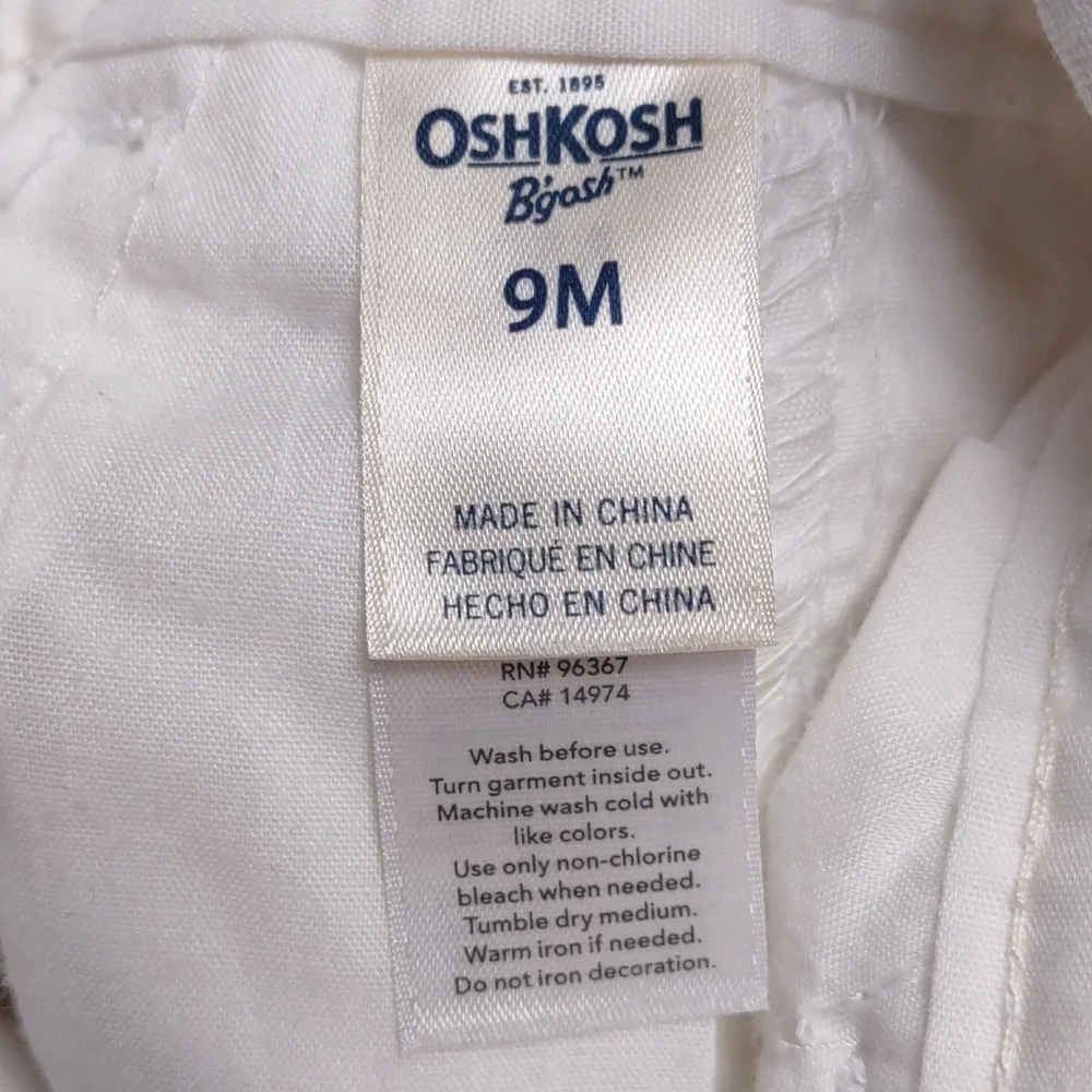 OshKosh B'Gosh Gold Sparkle Stars White Bib Overalls Girls Size 9 Months 9M